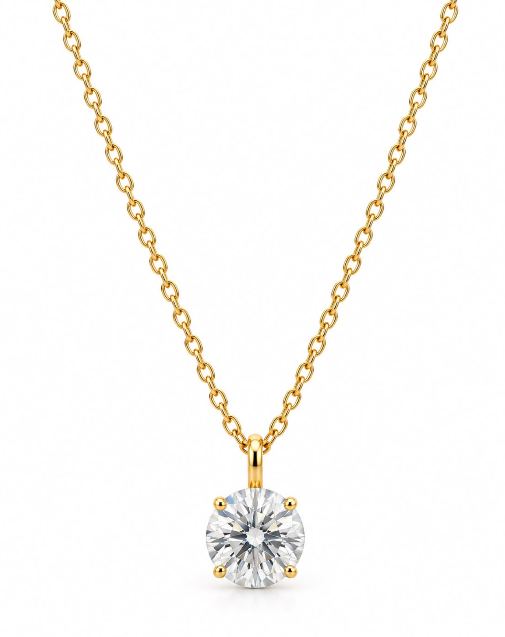 0.5CT Pendant Necklace in 18K Gold-Plated, Genuine 925 Sterling Silver - GRA Certified Moissanite