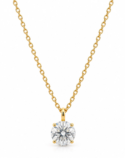 0.5CT Pendant Necklace in 18K Gold-Plated, Genuine 925 Sterling Silver - GRA Certified Moissanite