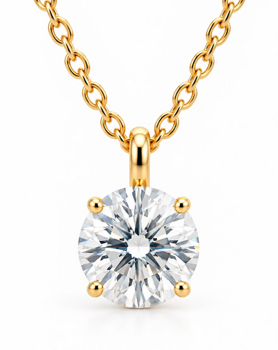 0.5CT Pendant Necklace in 18K Gold-Plated, Genuine 925 Sterling Silver - GRA Certified Moissanite