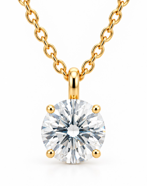 0.5CT Pendant Necklace in 18K Gold-Plated, Genuine 925 Sterling Silver - GRA Certified Moissanite