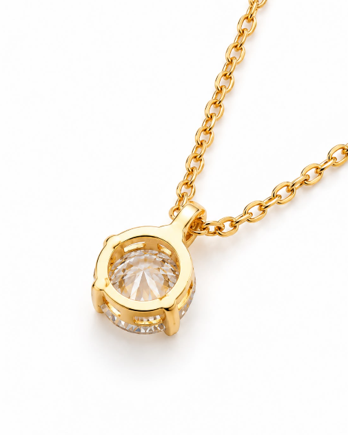 0.5CT Pendant Necklace in 18K Gold-Plated, Genuine 925 Sterling Silver - GRA Certified Moissanite