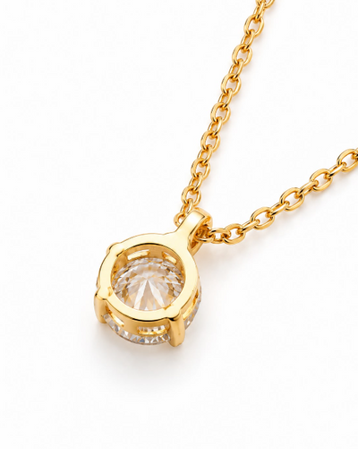 0.5CT Pendant Necklace in 18K Gold-Plated, Genuine 925 Sterling Silver - GRA Certified Moissanite