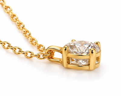 0.5CT Pendant Necklace in 18K Gold-Plated, Genuine 925 Sterling Silver - GRA Certified Moissanite