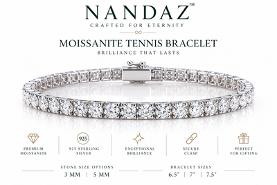 NANDAZ Moissanite Tennis Bracelet – 925 Sterling Silver | 3mm & 5mm