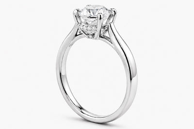 2 Carat Oval Lab-Grown Diamond Engagement Ring, Hidden Halo, 14K White Gold, IGI Certified