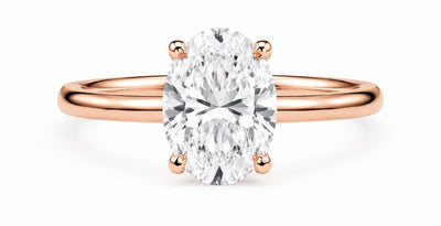 2 Carat Oval Lab-Grown Diamond Engagement Ring, Hidden Halo, 14K White Gold, IGI Certified