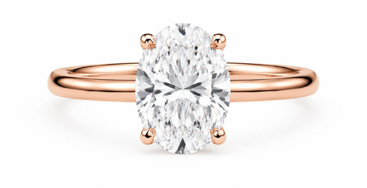 2 Carat Oval Lab-Grown Diamond Engagement Ring, Hidden Halo, 14K White Gold, IGI Certified