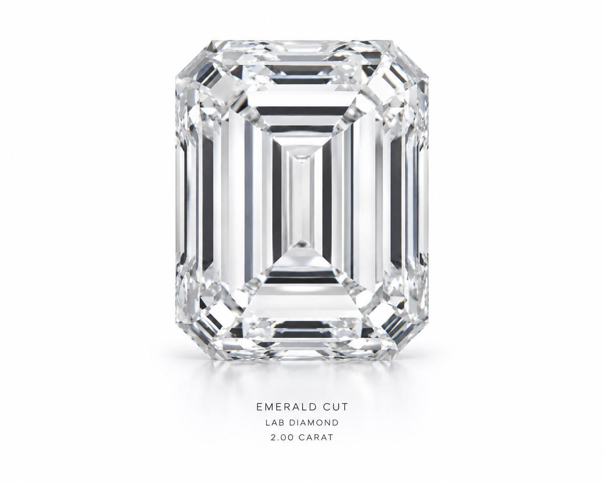 2 Carat Emerald Lab-Grown Diamond Engagement Ring, Hidden Halo, 14K Gold, IGI Certified