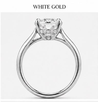 2 Carat Oval Lab-Grown Diamond Engagement Ring, Hidden Halo, 14K White Gold, IGI Certified