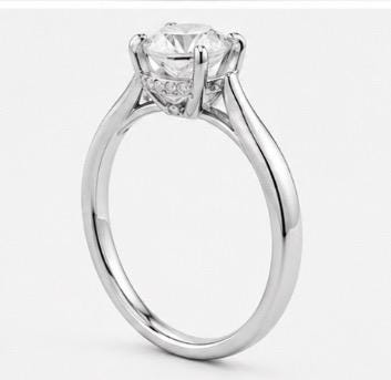 2 Carat Oval Lab-Grown Diamond Engagement Ring, Hidden Halo, 14K White Gold, IGI Certified