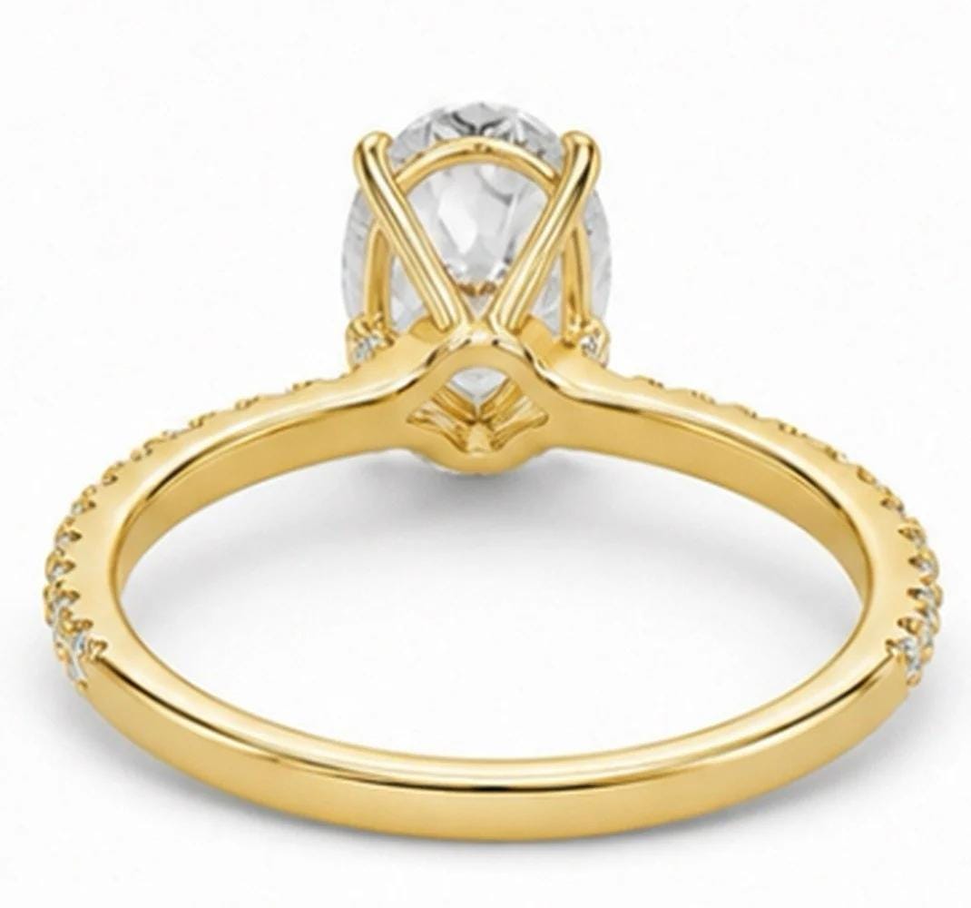 2 Carat Oval Lab-Diamond Engagement Ring, Hidden Halo, 14K Yellow Gold, IGI Cert
