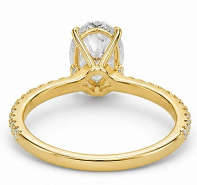 2 Carat Oval Lab-Diamond Engagement Ring, Hidden Halo, 14K Yellow Gold, IGI Cert