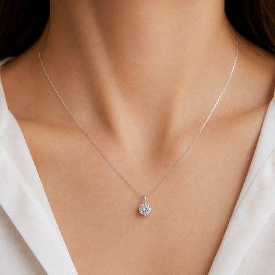 Trending 1 CT Necklace , Genuine 925 Sterling Silver, a real Sparkle