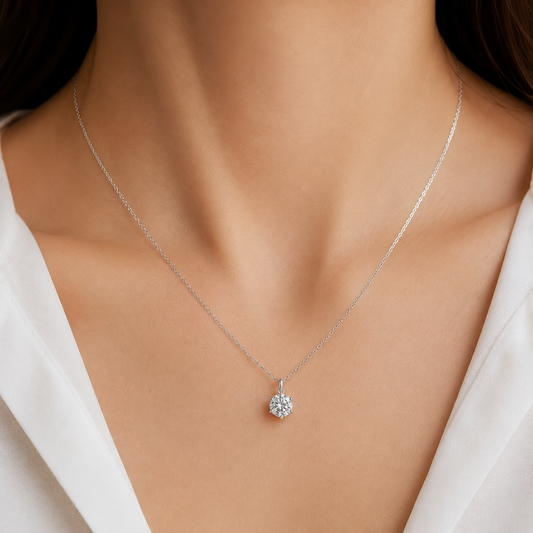 Trending 1 CT Necklace , Genuine 925 Sterling Silver, a real Sparkle